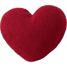 Red Fluffy Heart Pillow, Super Soft Sherpa, 18x14 Inch, for Couch Bedroom Decor(DSF)