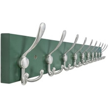 Forest Green Solid Wood Wall Coat Rack with 10 Hooks, 38.1" – for Entryway, Mudroom, Kitchen, Bathroom – Includes Hardware, Compatible with