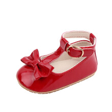 Itsun Baby Walking Shoes,Baby Girls Flats Shoes No-Slip Rubber Sole Infant Toddler Princess Wedding Dress Shoes Red 9-12 Months