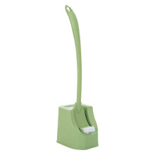 Juego de escobilla y soporte para inodoro con mango de limpieza, cepillo para debajo del borde y organizador: herramienta de limpieza de baño
