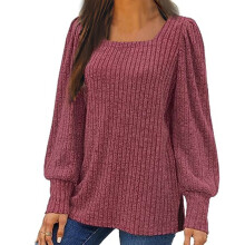 Pulls d'automne Lenago pour femmes grandes tailles, blouse ample Ă manches longues, couleur unie, pull-over