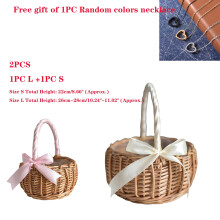 2PCS Woven Baskets Eco-friendly Multi-functional Wicker Handle Woven Wicker Basket for Anniversary