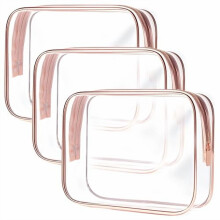 Clear Toiletry Bag, 3-Pack TSA-Approved Water-Resistant Travel Organizer for Women – Rose Pink