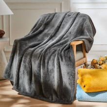 Super Soft Twin Blanket Dark Grey Premium Silky Flannel Fleece Leaves Pattern Lightweight Bed Blanket All Season Use (Dark Grey, Twin(60"x80"))