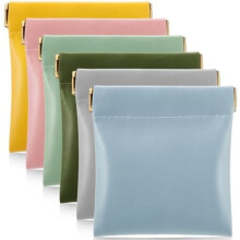 Set van 6 zwarte PU-portemonnees met druksluiting