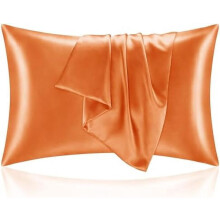Satijnen kussensloop 20x30 inch met ritssluiting, donkeroranje, set van 4