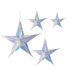 party pendant Christmas Decor 4 Clear Iridescent Xmas Tree Stars Hanging Ornament