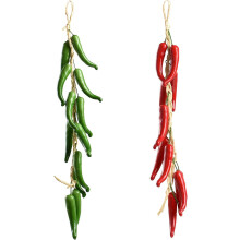 Guirlande de piments artificiels suspendue – Lot de 2, guirlande de piments rouges et verts réalistes pour la cuisine, les fêtes champêtres et