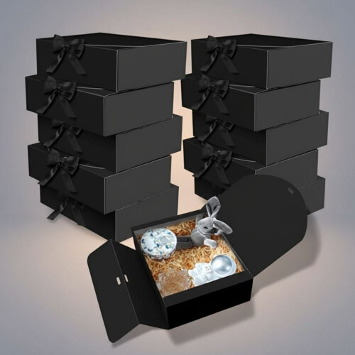 Μαύρα κουτιά δώρου Kraft με καπάκια 10,6x7,8x3,1 ίντσες (Συσκευασία)