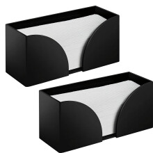 Lot de 2 distributeurs de serviettes en papier en acrylique noir, porte-serviettes de comptoir pour la cuisine, la salle de bain et le bureau –