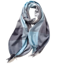 Cachecol feminino azul claro casual – comprimento médio, lã grossa, quente e elegante, tamanho único, adequado para clima frio.