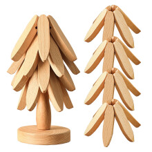 Walnut Wood Insulation Pad Set – 3/4/5 Natural Wooden Trivets + 1 Foldable Stand, Compatible with Hot Dishes, Pots, Bowls, Teapots, Hot Pots