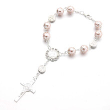 Baby Pearls Baptism Religious Gift Catholic Rosary Finger Chain for Woman Girls