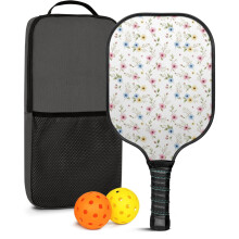 Pickleball Paddles Set with Floral Fiberglass Paddles, 2 Balls & Bag – Compatible with Indoor/Outdoor Play