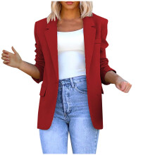 Blazer da donna, giacca casual da donna in saldo con tasche, maniche lunghe, cappotto casual tinta unita, cardigan, camicetta