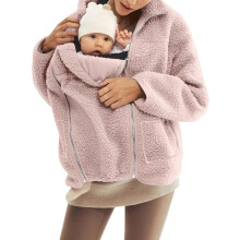 Women's Fleece Zip-Up 2-in-1 Babywearing Jacket, Maternity & Postpartum Winter Coat with Kangaroo Pocket, Compatible with Baby Carriers