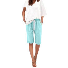 Bermuda-Shorts für Damen, Sommer, einfarbig, mit Kordelzug und elastischem Bund, lässige Shorts, leichte Shorts in Übergrößen, Taschen,