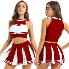 Conjunto de saia curta Riforla para cheerleading, vermelho, tamanho M, para mulheres.