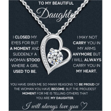 Daughter Gifts From Dad To My Daughter Necklace Pendant Necklace Graduation Gifts Birthday Christmas Message Card&LED Gift Box