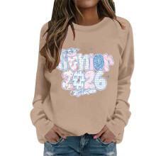 Senior2026 Sweatshirts für Damen, langärmlig, Rundhalsausschnitt, überschnittene Schultern, trendige, lockere Passform, lässige Pullover