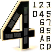Solar-Powered Outdoor House Number Light, 9" Auto On/Off Sensor, Waterproof LED, Modern Black – Compatible with Standard Mounting