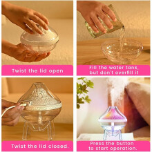 Humidifiers for Bedroom Cool Mist Ultrasonic Small Humidifier LED Colorful Gradient Light Humidifier for Plants A
