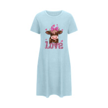 Ystävänpäivän naisten sydänkuvioinen rusettiyöpaita, maidonvärinen silkkiyöasu, plus-koko 3XL–5XL, mukava pyjama-mekko lahjaksi