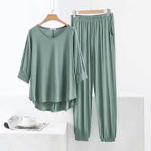 Ensemble pyjama femme assorti à un pull à manches courtes et un pantalon long avec poches latérales