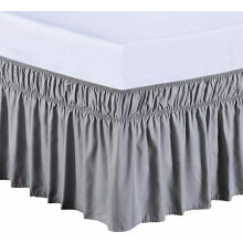 Jupe de lit enveloppante, trois côtés en tissu élastiques, volant anti-poussière, retombée ajustée de 45,7 cm (18 pouces), facile à installer,