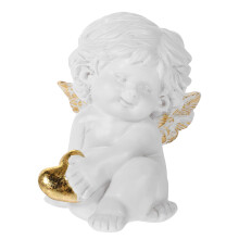 Dekoration av vit hartsängelfigur 10,5 cm