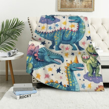Couverture dinosaure pour enfants – Douce et moelleuse, en flanelle, blanche – Convient aux chambres d'enfants