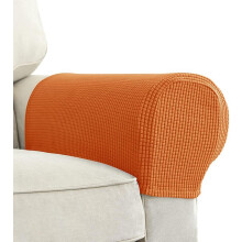 Stretch-Armlehnenbezüge aus Spandex für Stühle, Sofas und Sessel, Überzüge für Relaxsessel mit Drehverschlüssen, 2 Stück (Orange)