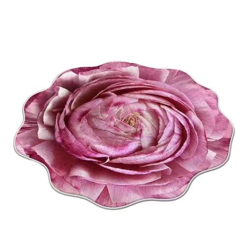 Gallickan Rose Rug2ft, Στρογγυλά Χαλιά Χαριτωμένο Βελούδινο Χαλί σε Σχήμα Λουλουδιού Circle