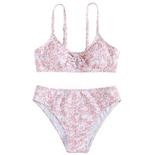 Snámh Snámha 2 phíosa Oddler Girl le Priontaí Bláthanna Spóirt, Tacar Bikini Ard-Choim do 11-13 Bliana d'Aois