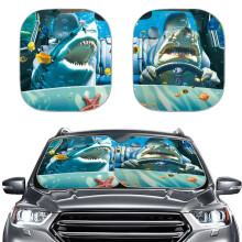 Pare-soleil pliables Funny Sharks (lot de 2), universels, protègent des UV et de la chaleur, 72,4 cm x 64,8 cm, compatibles avec la plupart des