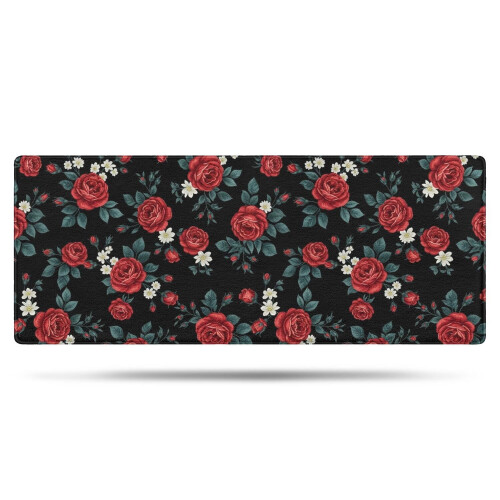 Blomstermønster i mikrofiber, sklisikkert baderomsteppe