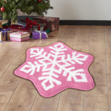 Tapis de bain rond de Noël à motif flocon de neige, antidérapant et lavable, pour baignoire/cuisine – 40 cm