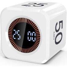 Pomodoro Timer Cube for Kids & ADHD – Visual Flip Timer, 5/10/25/50min + Custom Countdown, Silent/Sound Mode, White