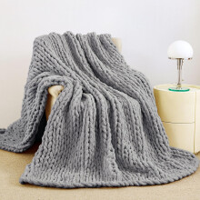 Chunky Knit Blanket Throw Hand Knit Chenille Throw Blanket for Sofa & Home Decor, Soft and Cozy Knitted Throw Blankets