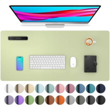 Protector de escritorio de cuero sintético – Alfombrilla de escritorio grande antideslizante de cuero sintético PU, impermeable, compatible con