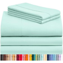 5-delige lakenset met diepe hoeslakens (40,6 cm), milieuvriendelijk, kreukvrij, verkoelend, machinewasbaar, hotelbeddengoed, zijdezacht - Aquamarine