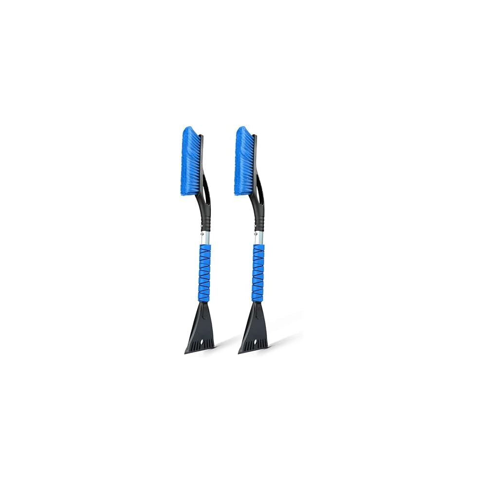 27" Aluminum Snow Brush & Ice Scraper For Car Windshield | Ergonomic Foam Grip, Winter Accessories (Blue) Blue 9313598910196