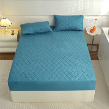Beschermhoes voor matras, hoeslaken met insteekvak, ademend, antislip, luxe, zachte microvezel beddengoedset, kingsize, donkerblauw
