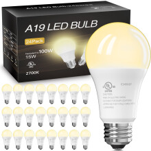 Ampoules LED A19, équivalent 100 W, lumière du jour 2700 K, 15 W, 1500 lumens, culot E26 standard, certifiées UL, éclairage pour chambre, salon,
