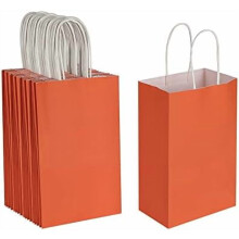 Małe pomarańczowe torebki prezentowe z papieru typu kraft (5,25 x 3,25 x 8,25 cala),