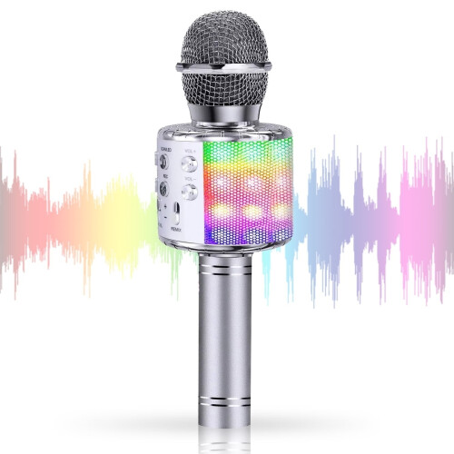 Ασύρματο μικρόφωνο καραόκε Bluetooth για παιδιά με φώτα LED, χριστουγεννιάτικα δώρα