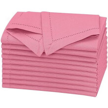 Linneservetter, set med 12 st, 20x20 cm, hålsöm, gerade hörn