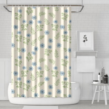 Pioneer bruseforhæng med blomsterprint, 180x180 cm, dekorativt bruseforhængssæt til badeværelset med 12 kroge, vandtæt og vaskbar