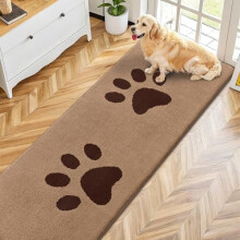 Hondendeurmat voor modderige poten, 70x24 inch, beige, absorbeert vocht en vuil, antislip, voor binnen en buiten, laag profiel.