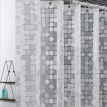 EVA-Duschvorhang, wasserdicht, transparent, 8 g/m², strapazierfähig, mit Magneten, geruchsneutral, 183 x 183 cm, 12 Haken